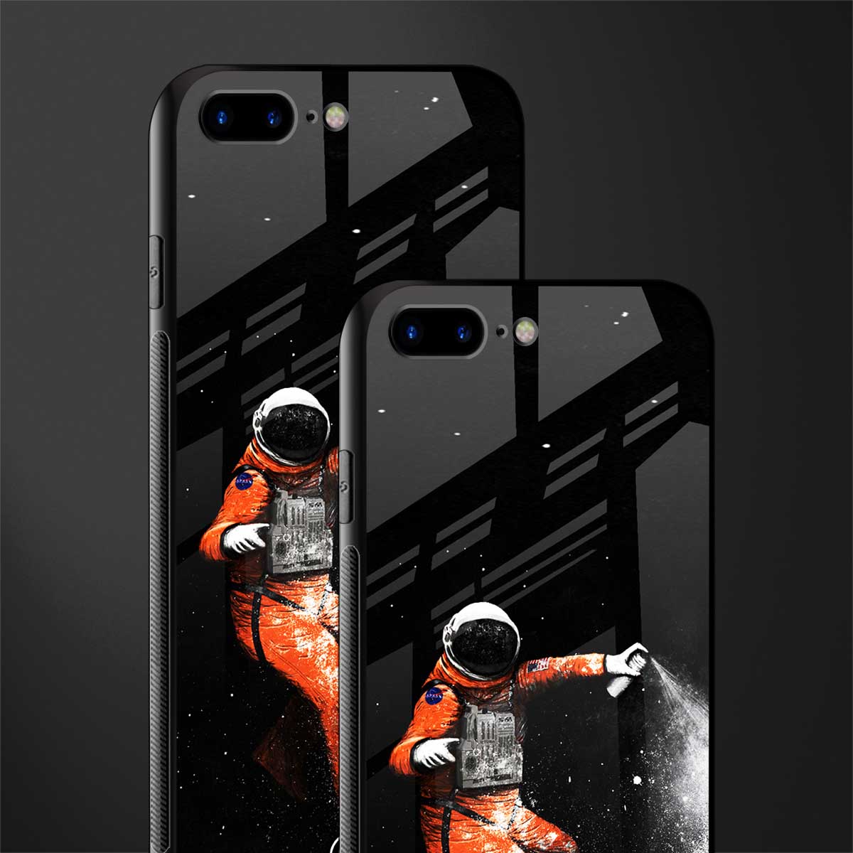 trippy astronaut glass case for iphone 7 plus image-2
