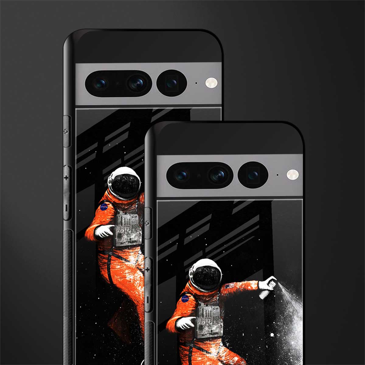 trippy astronaut back phone cover | glass case for google pixel 7 pro