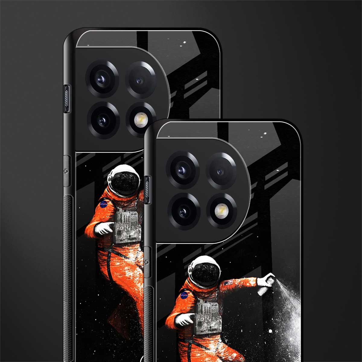 trippy astronaut back phone cover | glass case for oneplus 11r