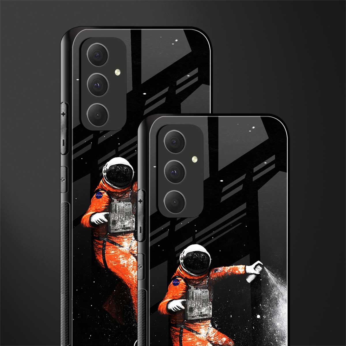 trippy astronaut back phone cover | glass case for samsung galaxy a54 5g