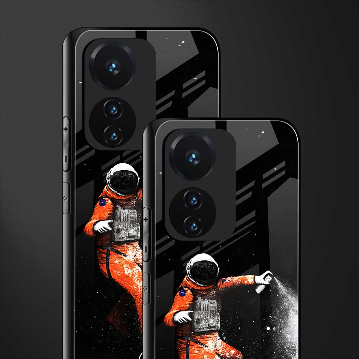 trippy astronaut back phone cover | glass case for vivo t1 44w 4g