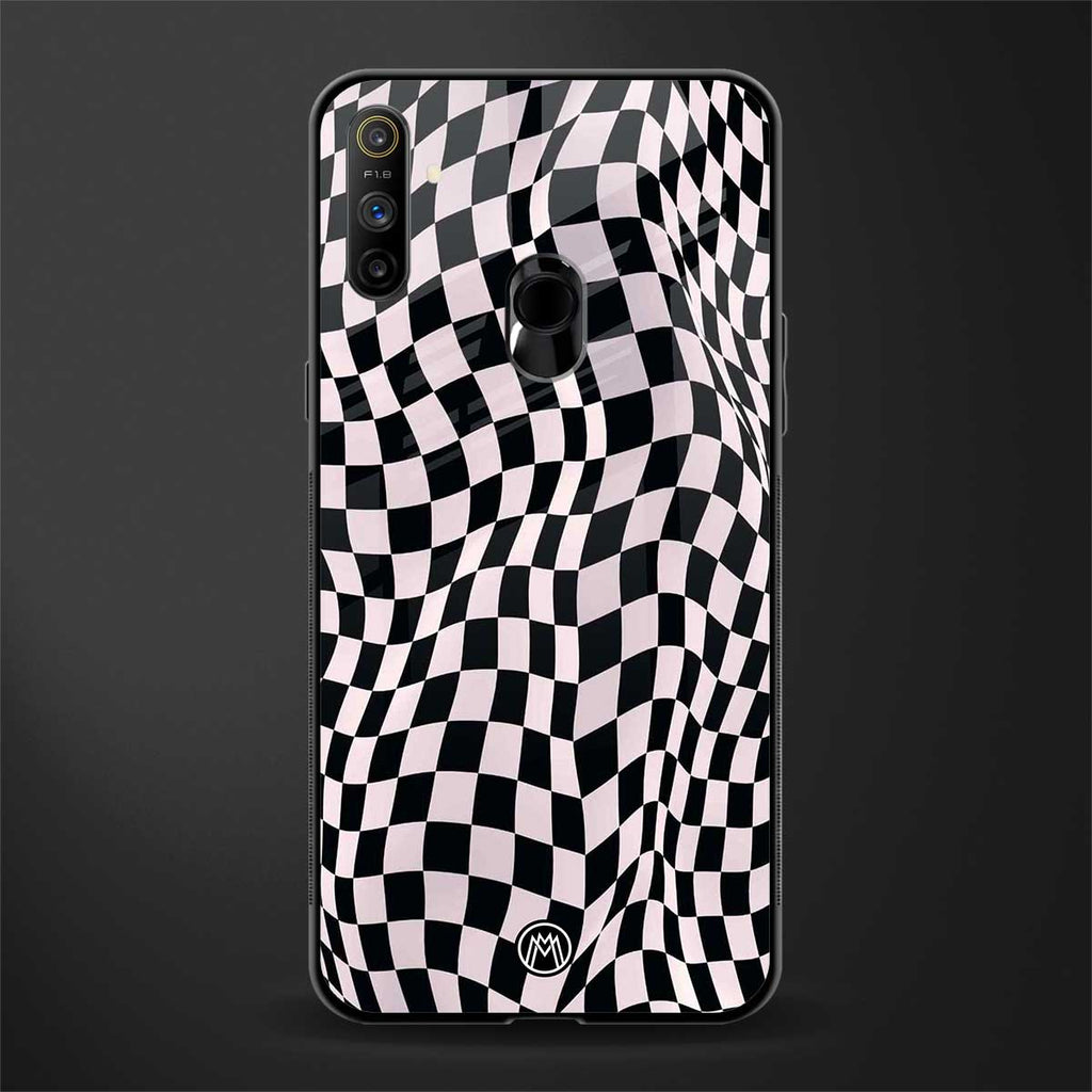 trippy b&w check pattern glass case for realme narzo 10a image