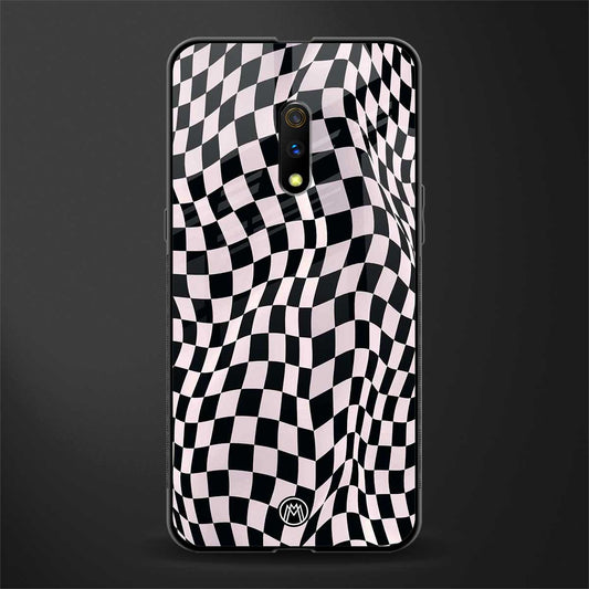 trippy b&w check pattern glass case for oppo k3 image
