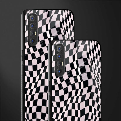 trippy b&w check pattern glass case for oppo reno 3 pro image-2