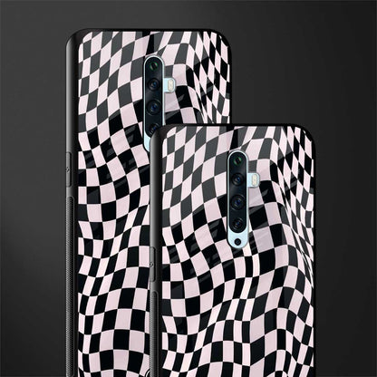 trippy b&w check pattern glass case for oppo reno 2z image-2