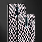 trippy b&w check pattern glass case for oppo reno 2f image-2