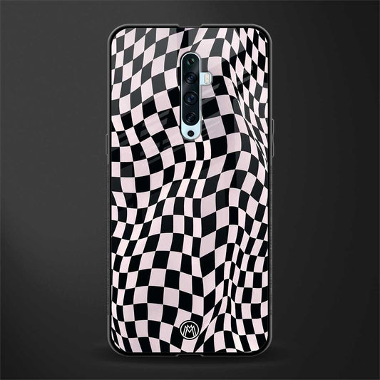 trippy b&w check pattern glass case for oppo reno 2f image