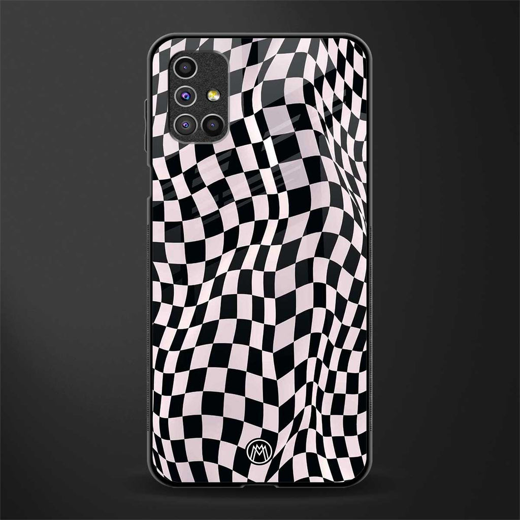 trippy b&w check pattern glass case for samsung galaxy m51 image