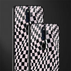 trippy b&w check pattern glass case for oppo f11 pro image-2