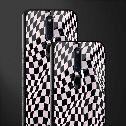 trippy b&w check pattern glass case for oppo f11 pro image-2
