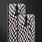 trippy b&w check pattern glass case for oppo f11 image-2