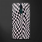 trippy b&w check pattern glass case for oppo f11 image