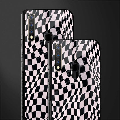 trippy b&w check pattern glass case for vivo y19 image-2