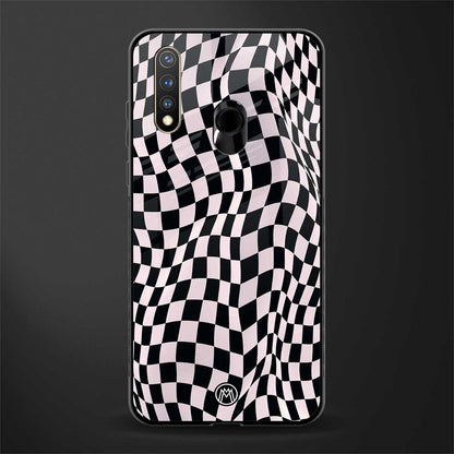 trippy b&w check pattern glass case for vivo y19 image