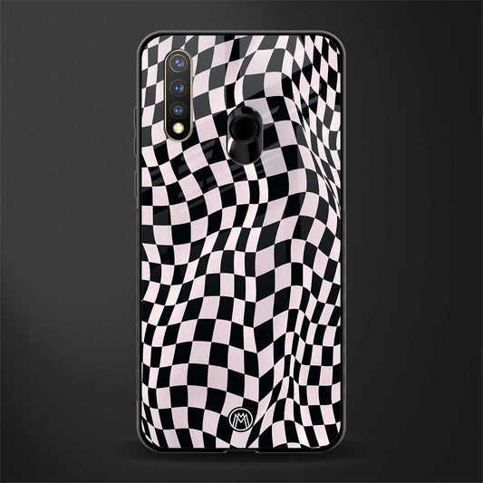 trippy b&w check pattern glass case for vivo y19 image