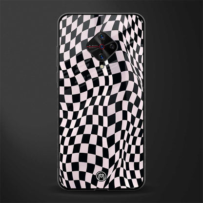 trippy b&w check pattern glass case for vivo s1 pro image