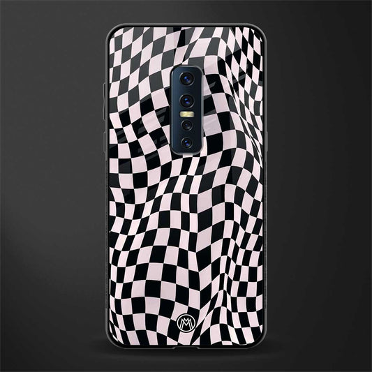 trippy b&w check pattern glass case for vivo v17 pro image