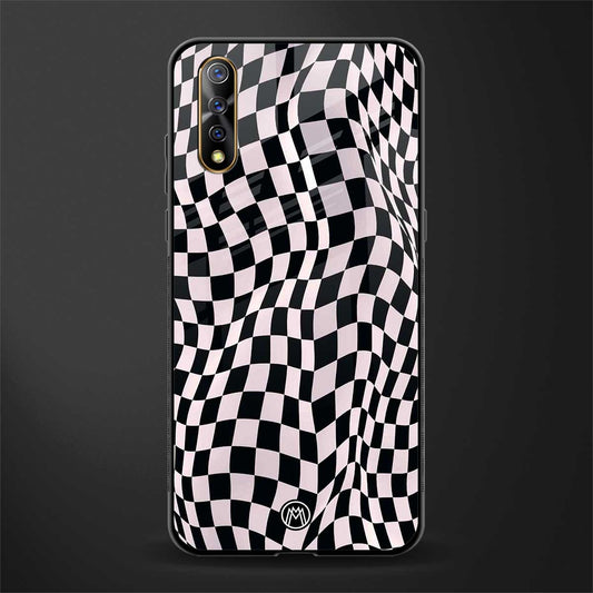 trippy b&w check pattern glass case for vivo z1x image