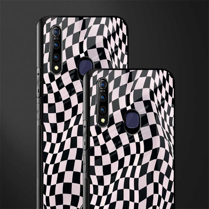 trippy b&w check pattern glass case for vivo z1 pro image-2