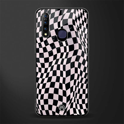 trippy b&w check pattern glass case for vivo z1 pro image