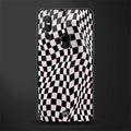 trippy b&w check pattern glass case for vivo v15 image