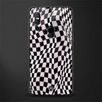 trippy b&w check pattern glass case for vivo v15 image