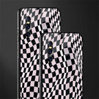 trippy b&w check pattern glass case for vivo v15 pro image-2