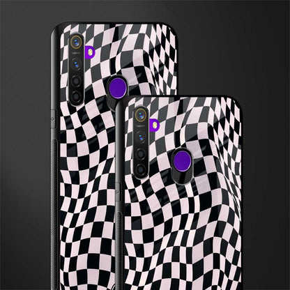 trippy b&w check pattern glass case for realme 5 pro image-2