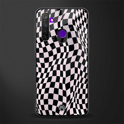 trippy b&w check pattern glass case for realme 5 pro image