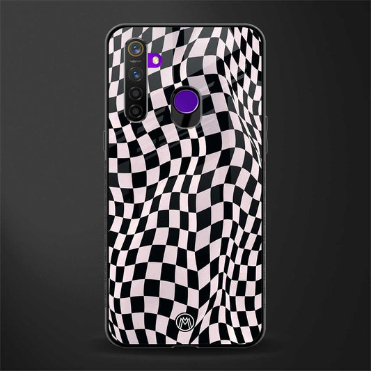 trippy b&w check pattern glass case for realme 5s image