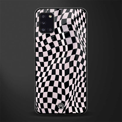 trippy b&w check pattern glass case for samsung galaxy a31 image