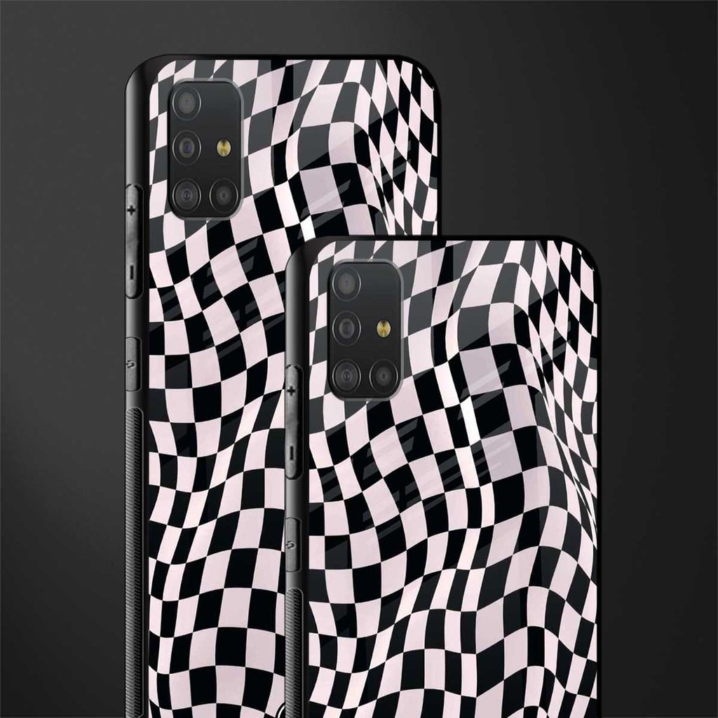 trippy b&w check pattern glass case for samsung galaxy a51 image-2