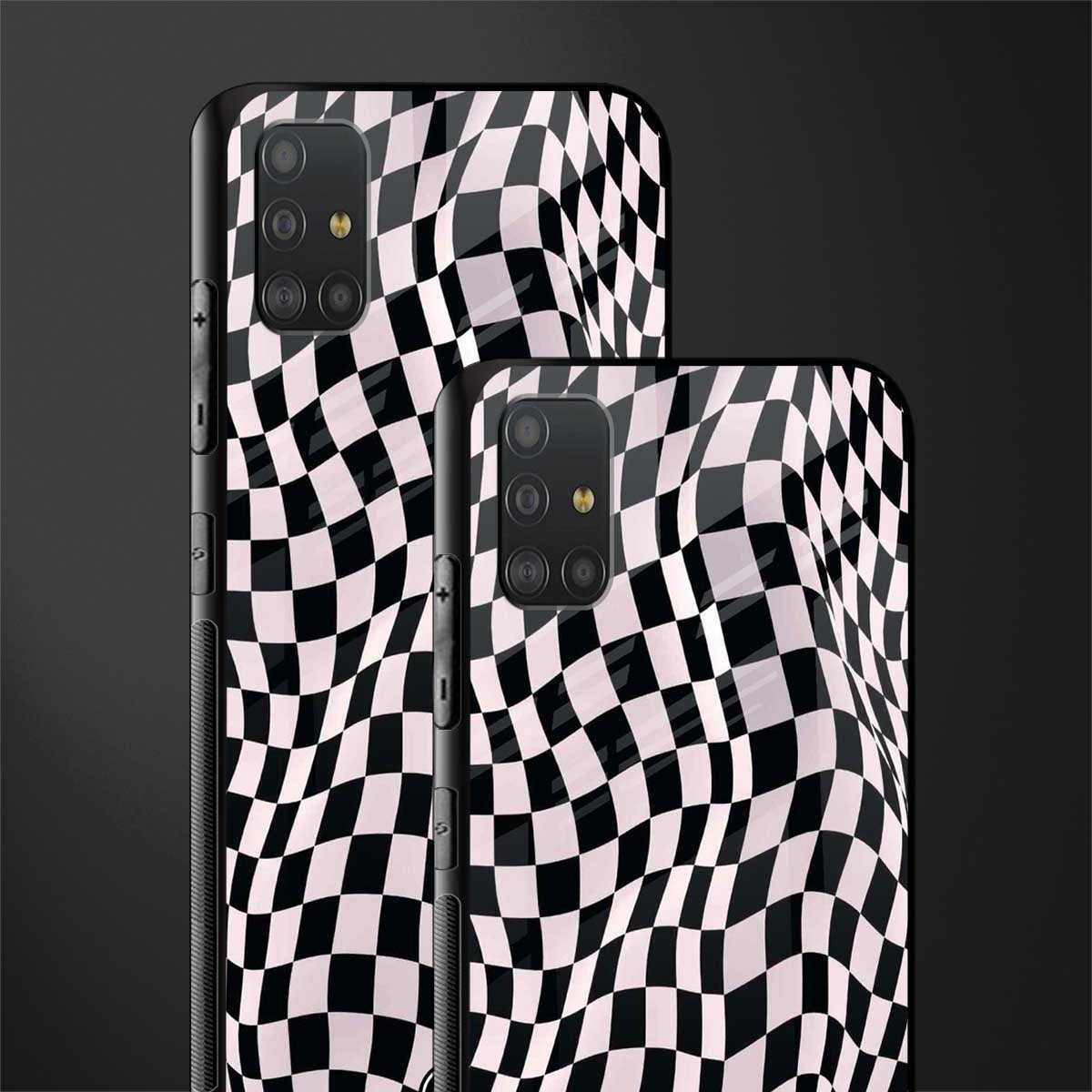 trippy b&w check pattern glass case for samsung galaxy a51 image-2