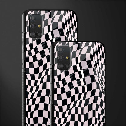 trippy b&w check pattern glass case for samsung galaxy a51 image-2