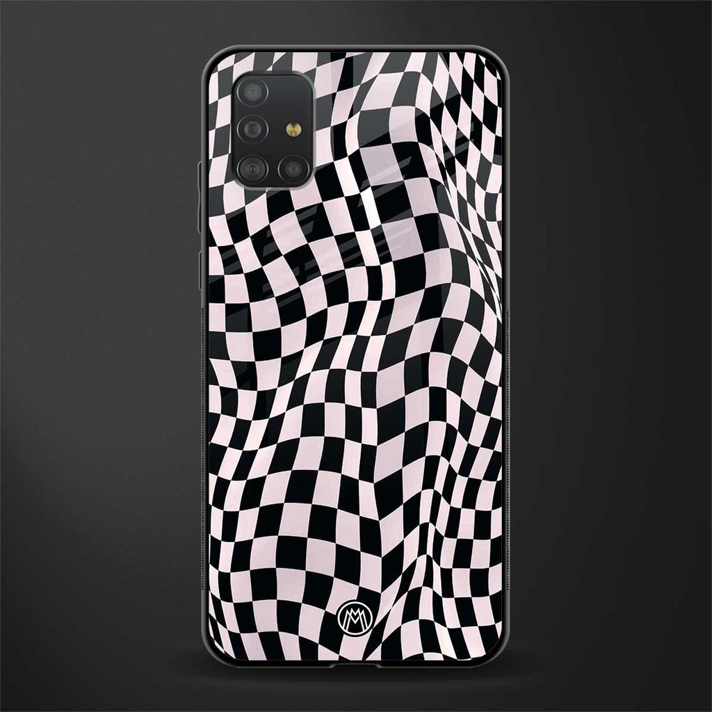 trippy b&w check pattern glass case for samsung galaxy a51 image