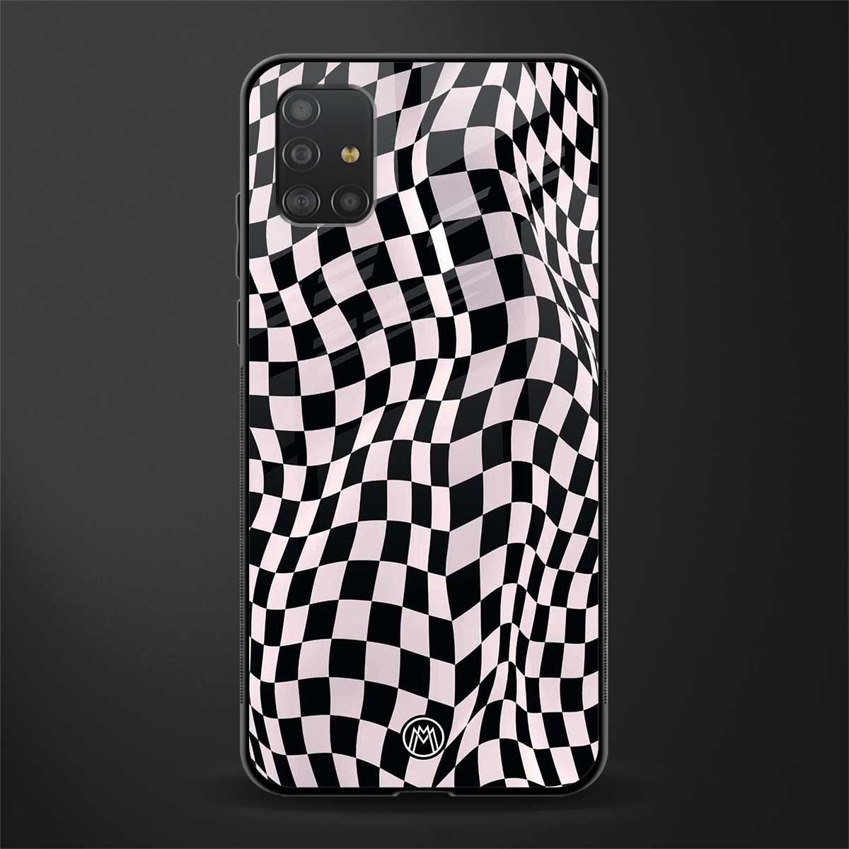 trippy b&w check pattern glass case for samsung galaxy a51 image