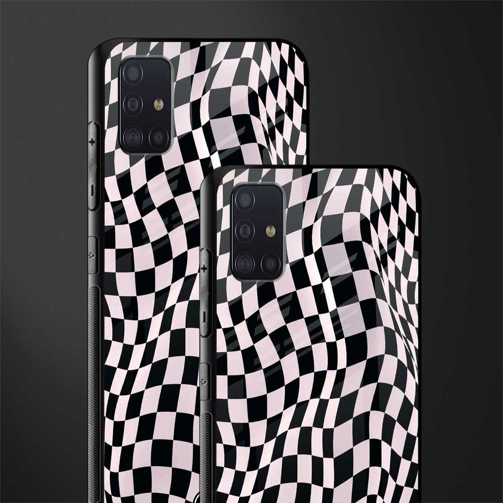 trippy b&w check pattern glass case for samsung galaxy a71 image-2