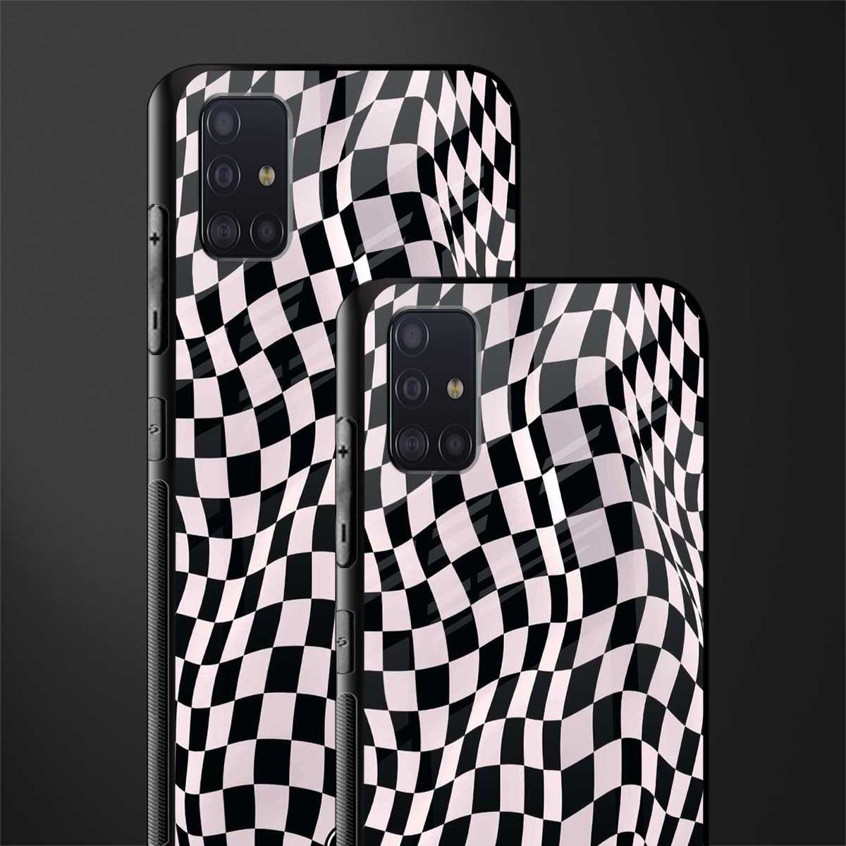 trippy b&w check pattern glass case for samsung galaxy a71 image-2
