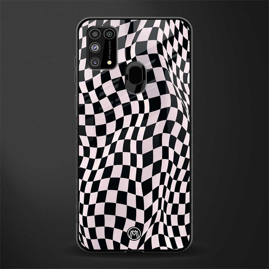 trippy b&w check pattern glass case for samsung galaxy m31 image