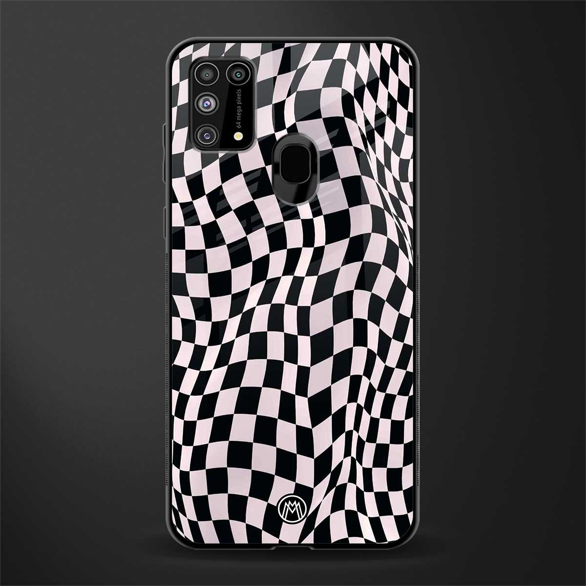 trippy b&w check pattern glass case for samsung galaxy f41 image