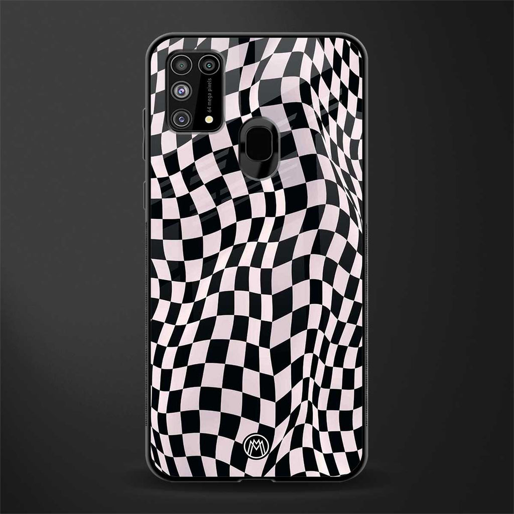 trippy b&w check pattern glass case for samsung galaxy m31 prime edition image