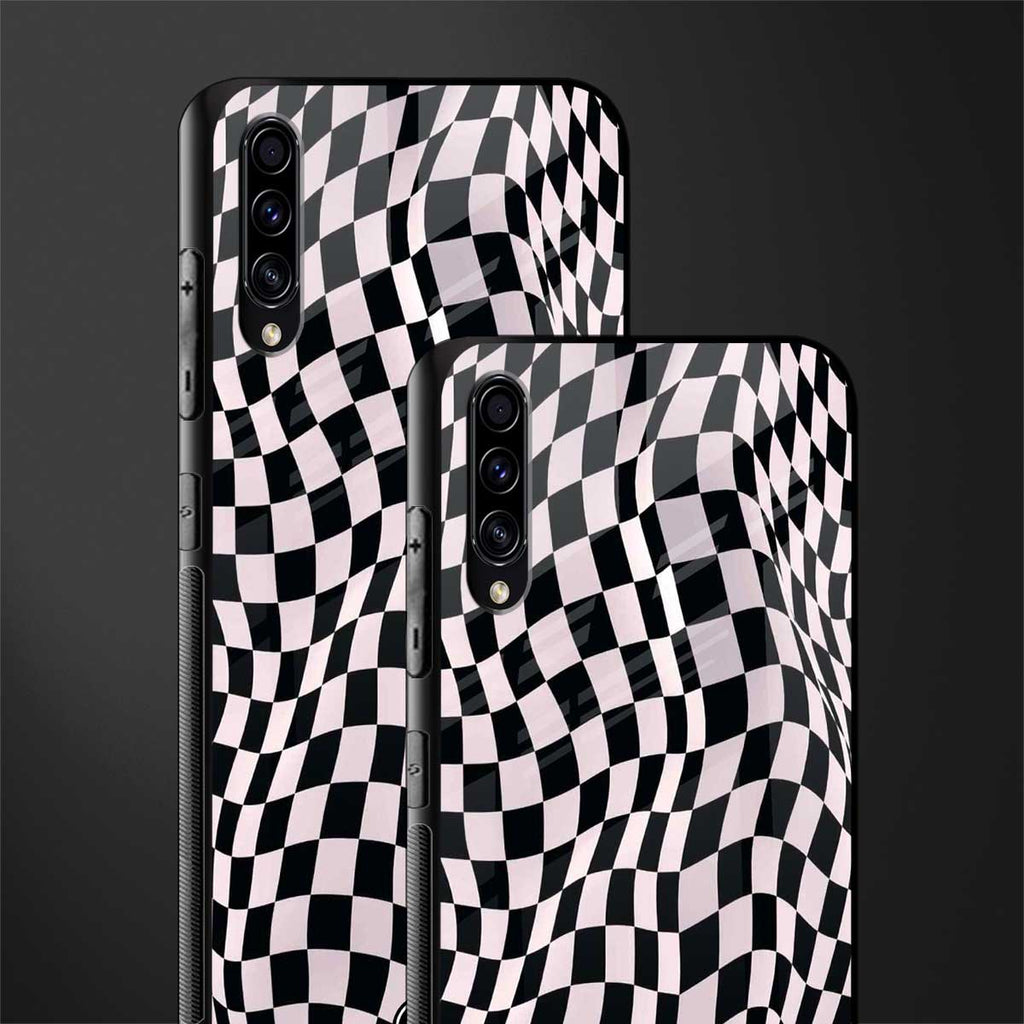 trippy b&w check pattern glass case for samsung galaxy a50s image-2