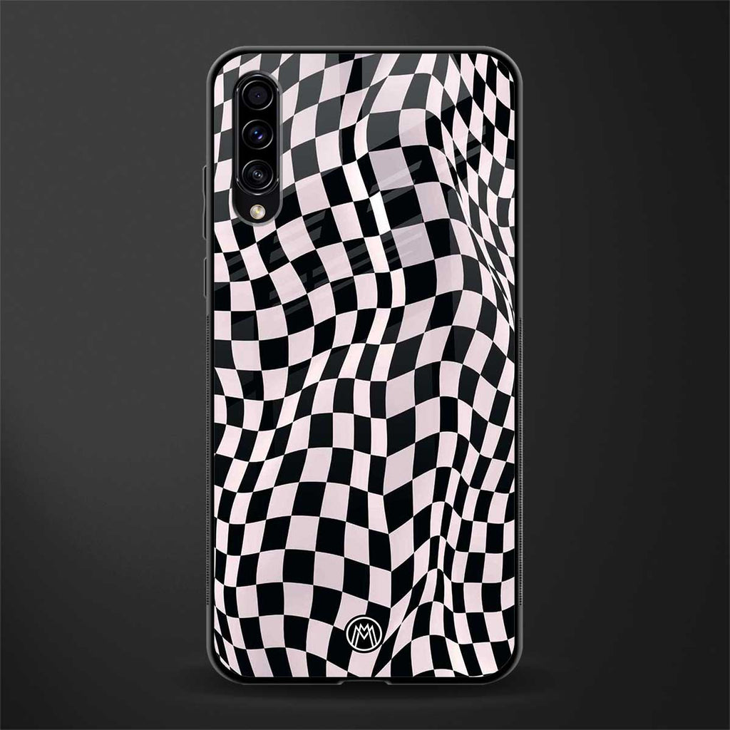 trippy b&w check pattern glass case for samsung galaxy a50 image