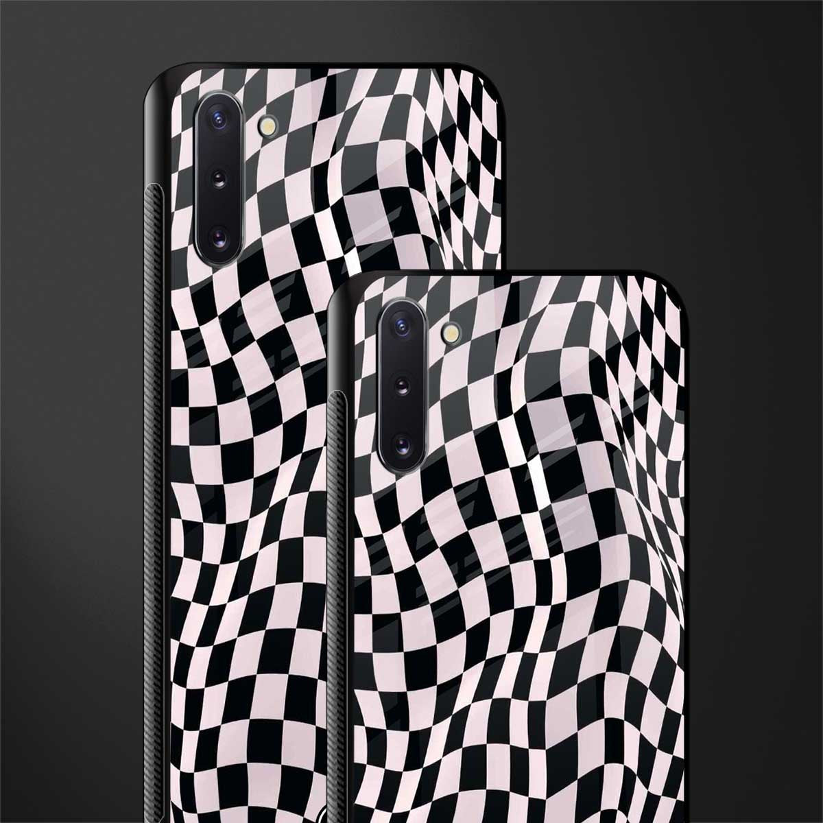 trippy b&w check pattern glass case for samsung galaxy note 10 image-2
