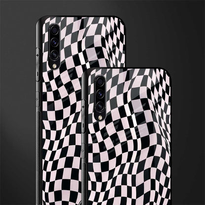 trippy b&w check pattern glass case for samsung galaxy a70 image-2