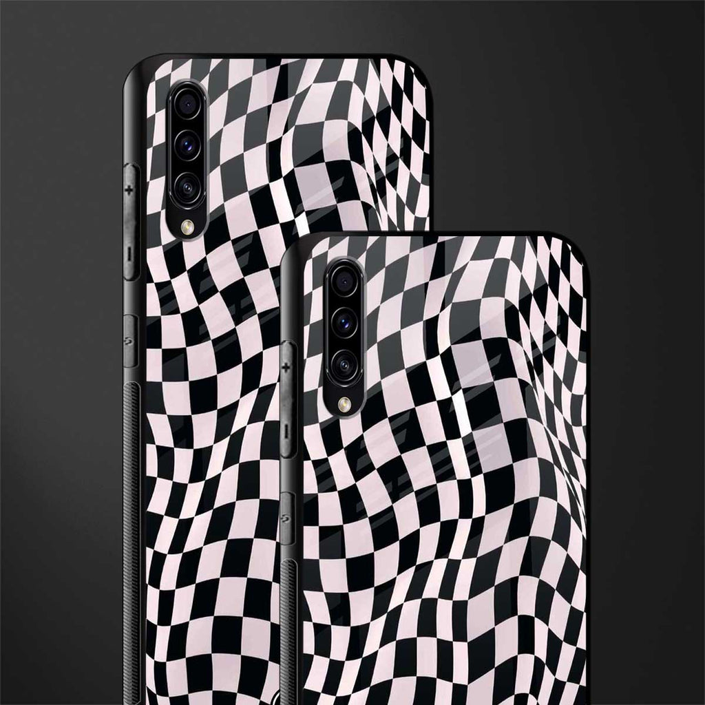 trippy b&w check pattern glass case for samsung galaxy a70s image-2