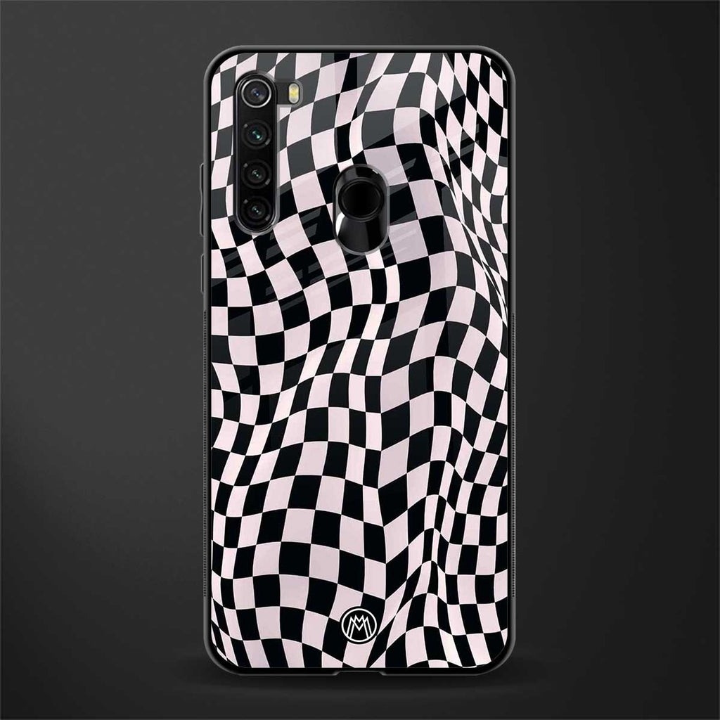 trippy b&w check pattern glass case for redmi note 8 image