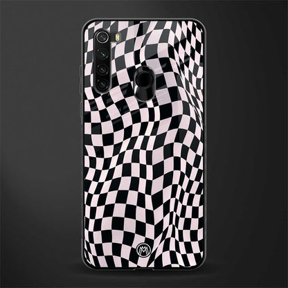 trippy b&w check pattern glass case for redmi note 8 image