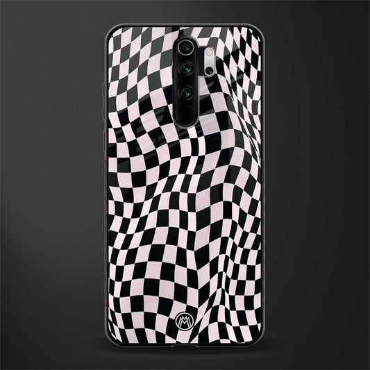 trippy b&w check pattern glass case for redmi note 8 pro image