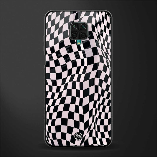 trippy b&w check pattern glass case for poco m2 pro image